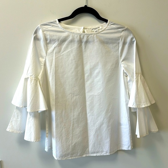 beachlunchlounge Tops - Beach Lunch Lounge • White Boho Ruffle Top • Sz XS • NWT!